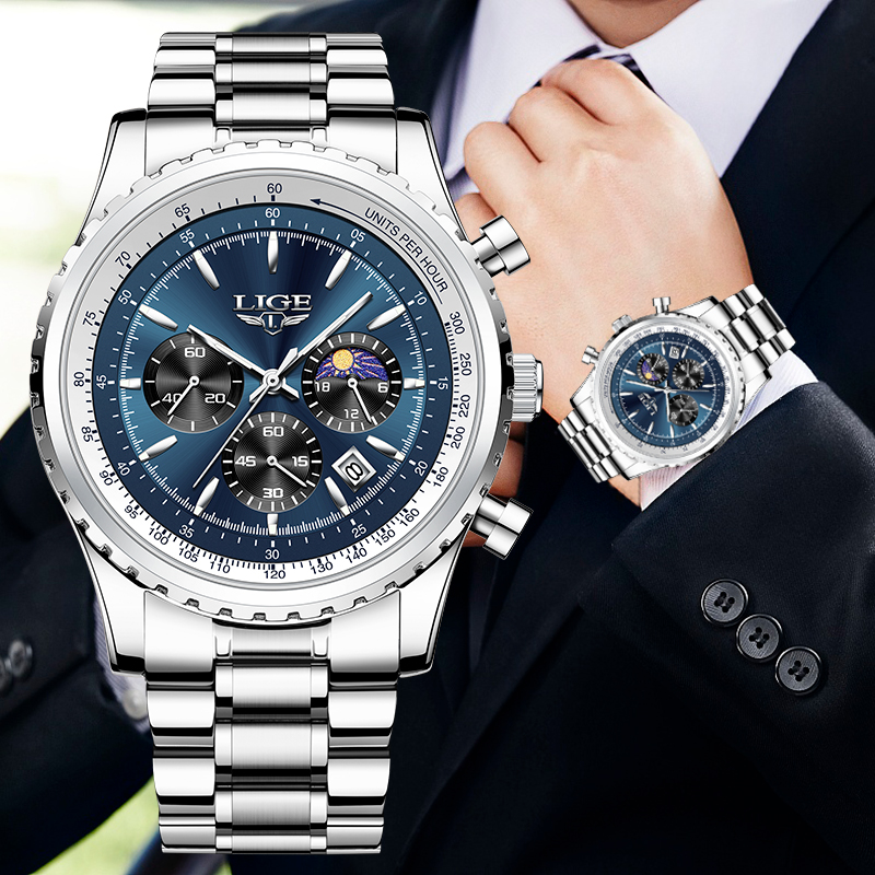 Luxury Watch Name - Часы наручные LIGE Мужские кварцевые, брендовые