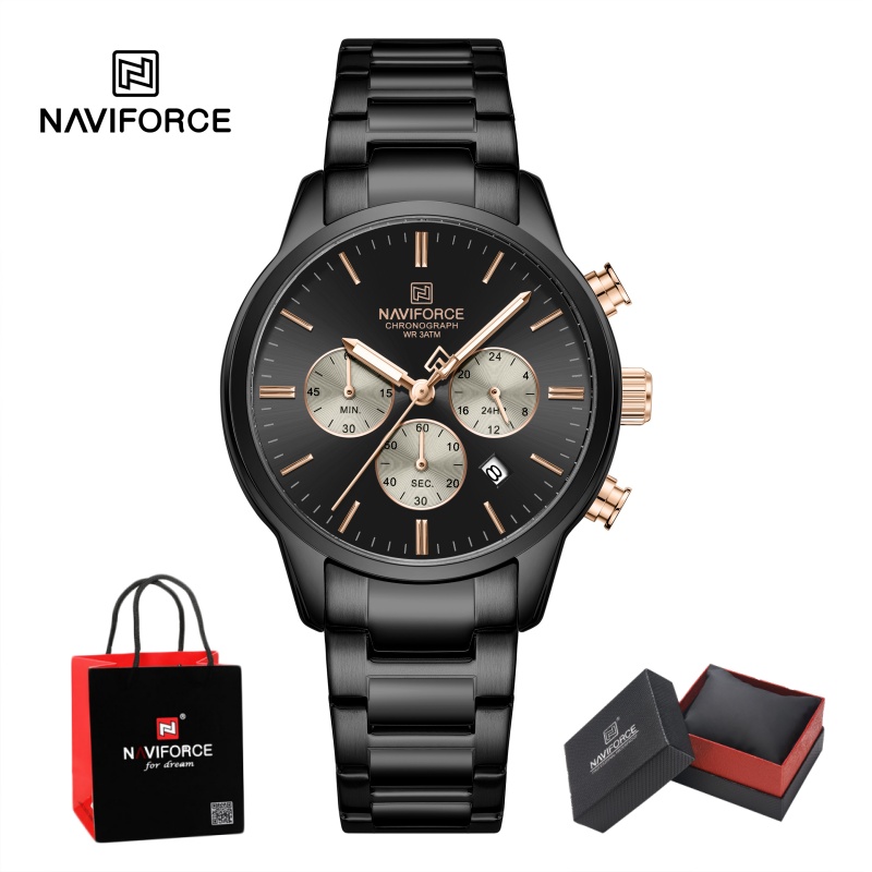 Luxury Watch Men - Мужские кварцевые часы-хронограф NAVIFORCE, водонепроницаемые, с