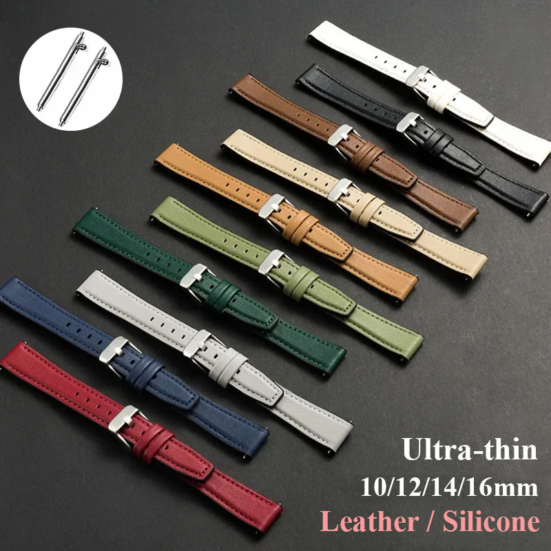 Dress Watch Ultra Thin - Ультратонкий кожаный ремешок для часов, силиконовый